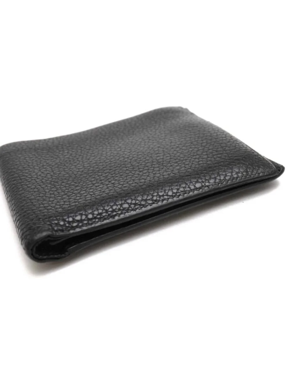 Hermes Wallet Leather Black Copernicus No Coin Purse Billfold Bifold Shrink